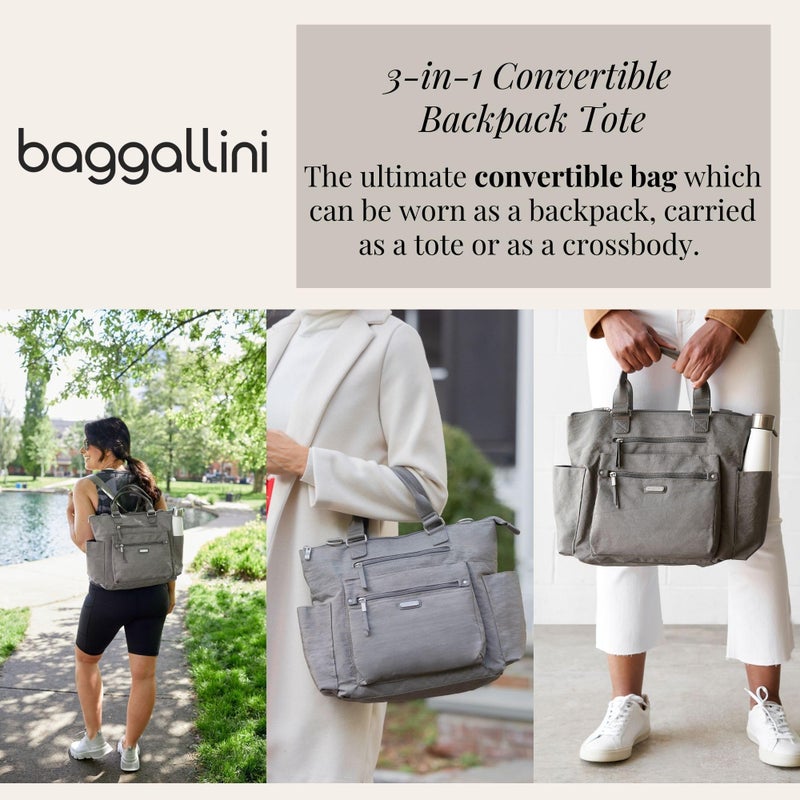 Baggallini حقيبة باغاليني 3 في 1 قابلة للتحويل - حقيبة ظهر وحقيبة يد - 15x12" حقيبة سفر خفيفة الوزن مع حافظة معصم لهاتف RFID - Image 2